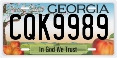 GA license plate CQK9989