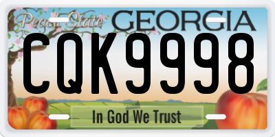 GA license plate CQK9998