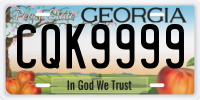 GA license plate CQK9999