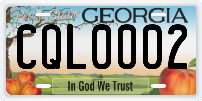 GA license plate CQL0002