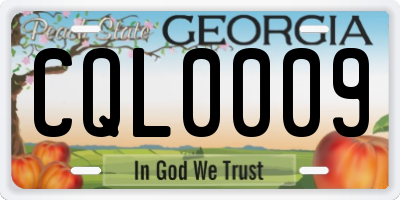 GA license plate CQL0009