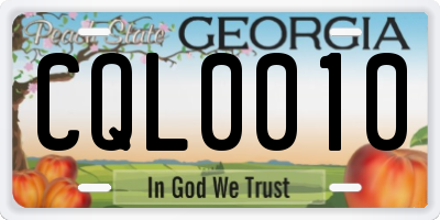 GA license plate CQL0010