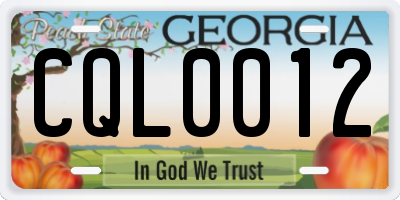 GA license plate CQL0012