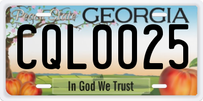 GA license plate CQL0025