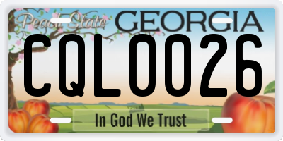 GA license plate CQL0026