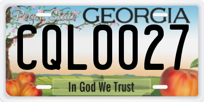 GA license plate CQL0027
