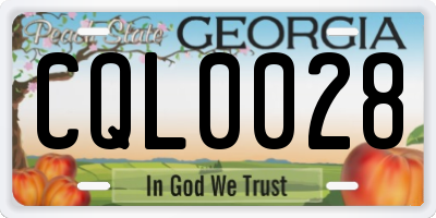 GA license plate CQL0028