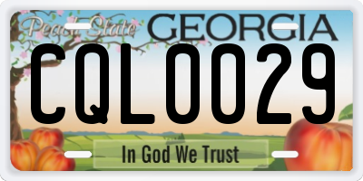 GA license plate CQL0029