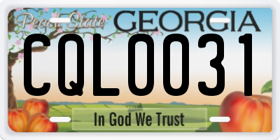 GA license plate CQL0031