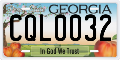 GA license plate CQL0032