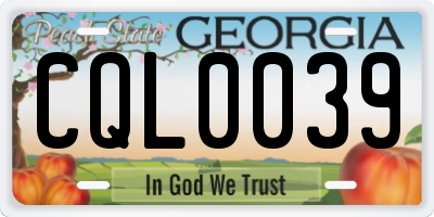 GA license plate CQL0039
