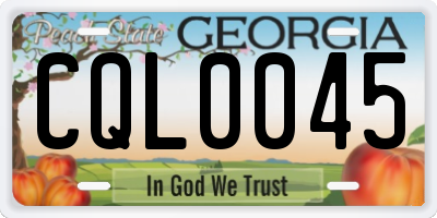 GA license plate CQL0045