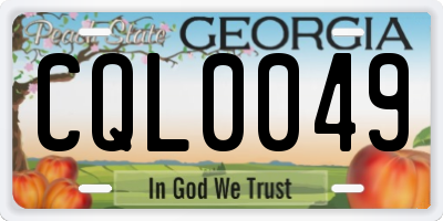 GA license plate CQL0049
