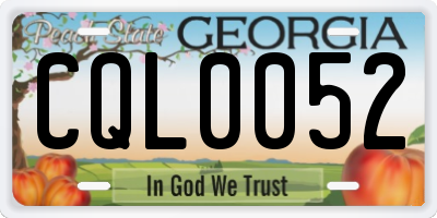 GA license plate CQL0052