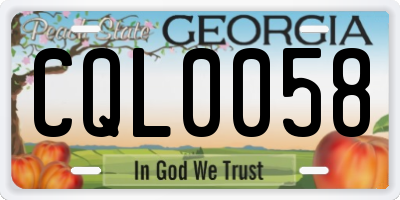 GA license plate CQL0058