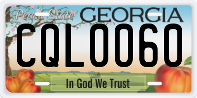 GA license plate CQL0060
