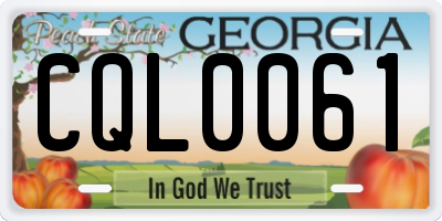 GA license plate CQL0061