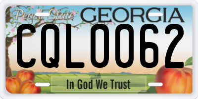GA license plate CQL0062
