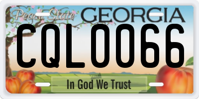GA license plate CQL0066