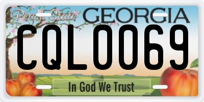 GA license plate CQL0069