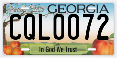 GA license plate CQL0072