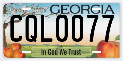 GA license plate CQL0077