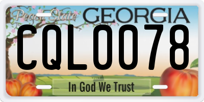 GA license plate CQL0078