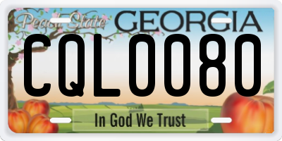 GA license plate CQL0080