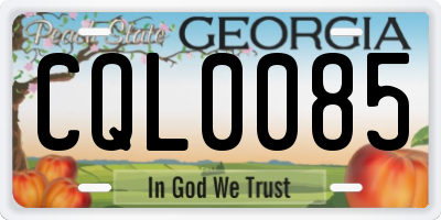 GA license plate CQL0085