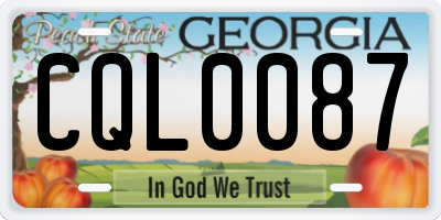 GA license plate CQL0087