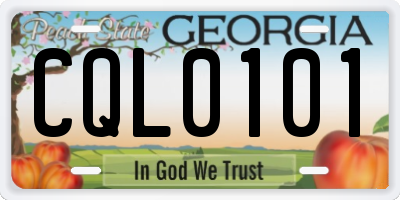 GA license plate CQL0101