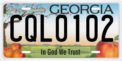 GA license plate CQL0102
