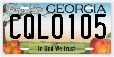 GA license plate CQL0105