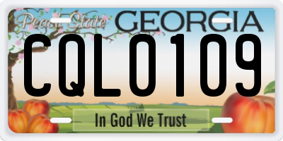 GA license plate CQL0109