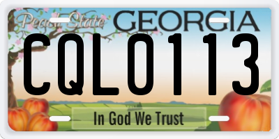GA license plate CQL0113