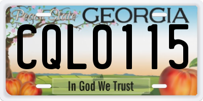 GA license plate CQL0115