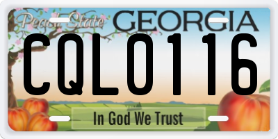 GA license plate CQL0116