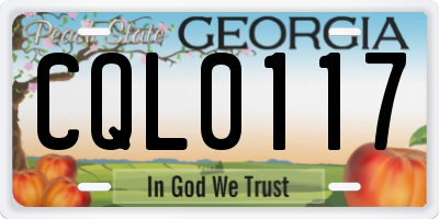 GA license plate CQL0117