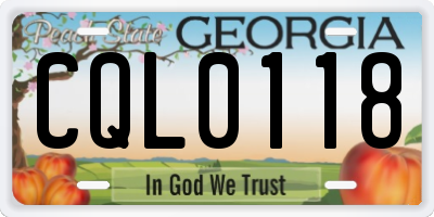 GA license plate CQL0118