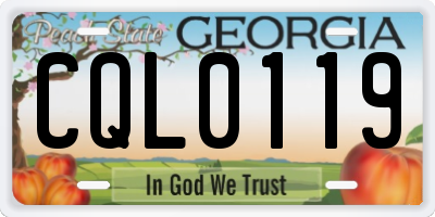 GA license plate CQL0119