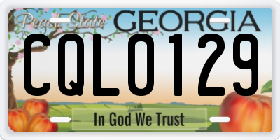 GA license plate CQL0129