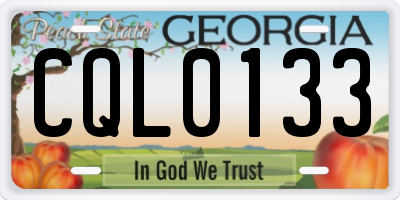 GA license plate CQL0133