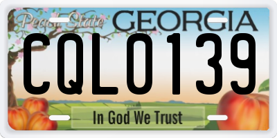 GA license plate CQL0139