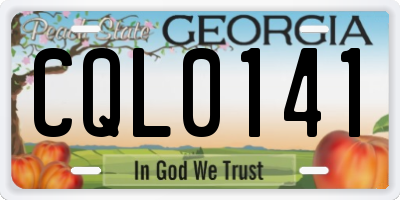 GA license plate CQL0141