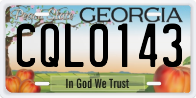 GA license plate CQL0143