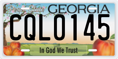 GA license plate CQL0145