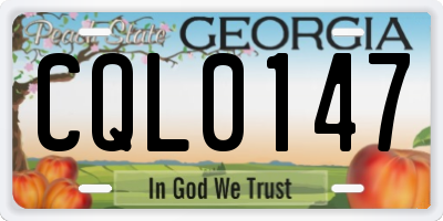 GA license plate CQL0147