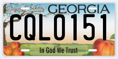 GA license plate CQL0151