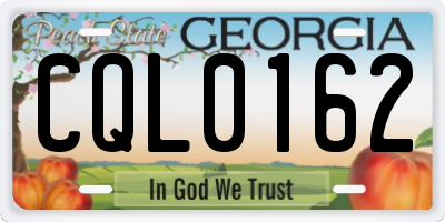 GA license plate CQL0162