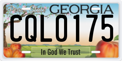 GA license plate CQL0175